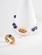 Azure Ribbed Cuff Ring