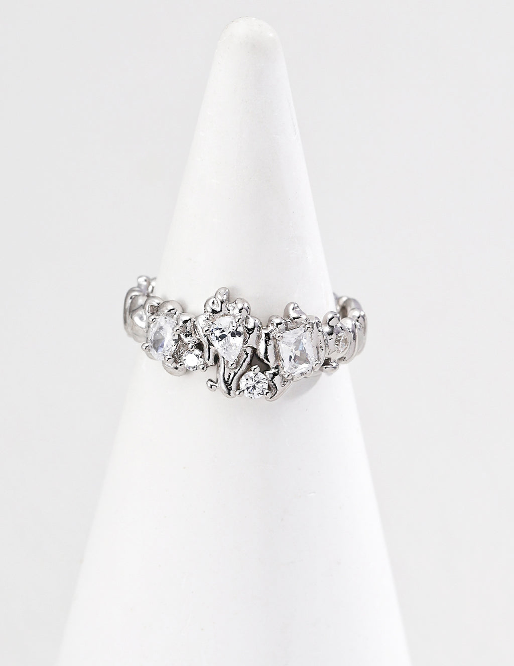 Celeste Crystal Cluster Open Ring