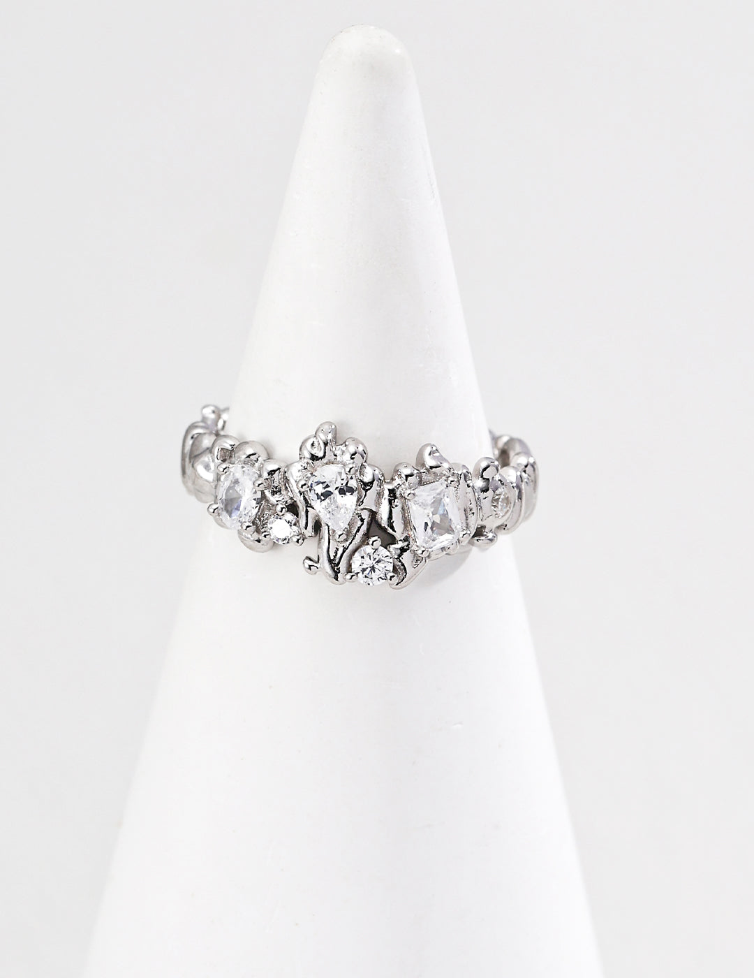 Celeste Crystal Cluster Open Ring