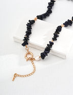 Noir Pebble Pearl Necklace