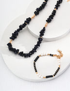 Noir Pebble Pearl Necklace