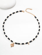 Noir Leaf Beaded Necklace