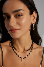 Noir Leaf Beaded Necklace