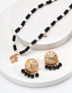 Noir Leaf Beaded Necklace