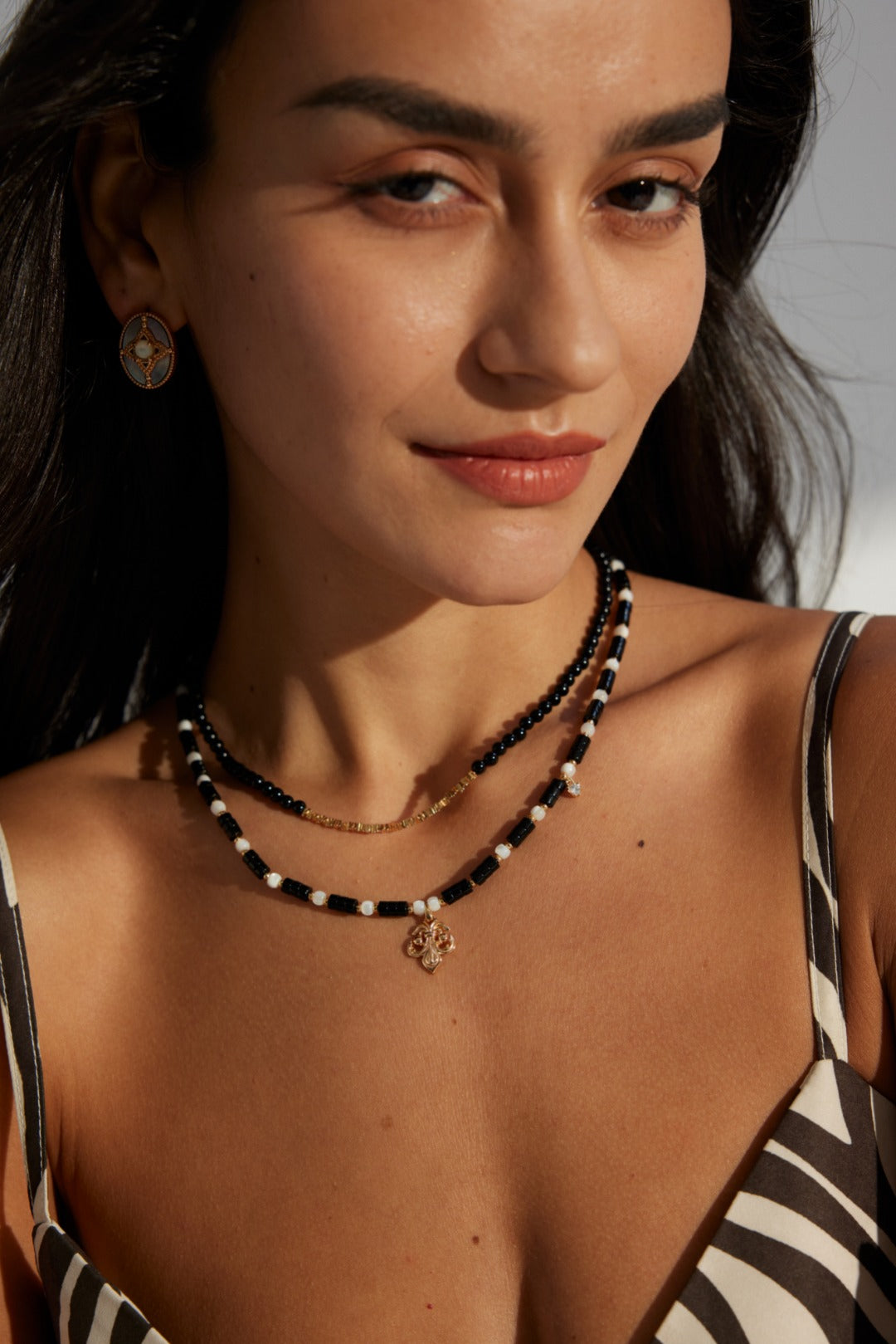 Noir Leaf Beaded Necklace Secondary image