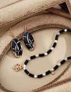 Noir Leaf Beaded Necklace