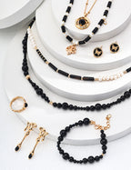 Noir Leaf Beaded Necklace