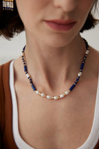 Navy Pearl Stone Necklace