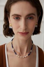 Navy Pearl Stone Necklace