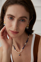 Navy Pearl Stone Necklace
