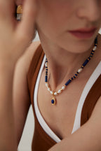 Navy Pearl Stone Necklace