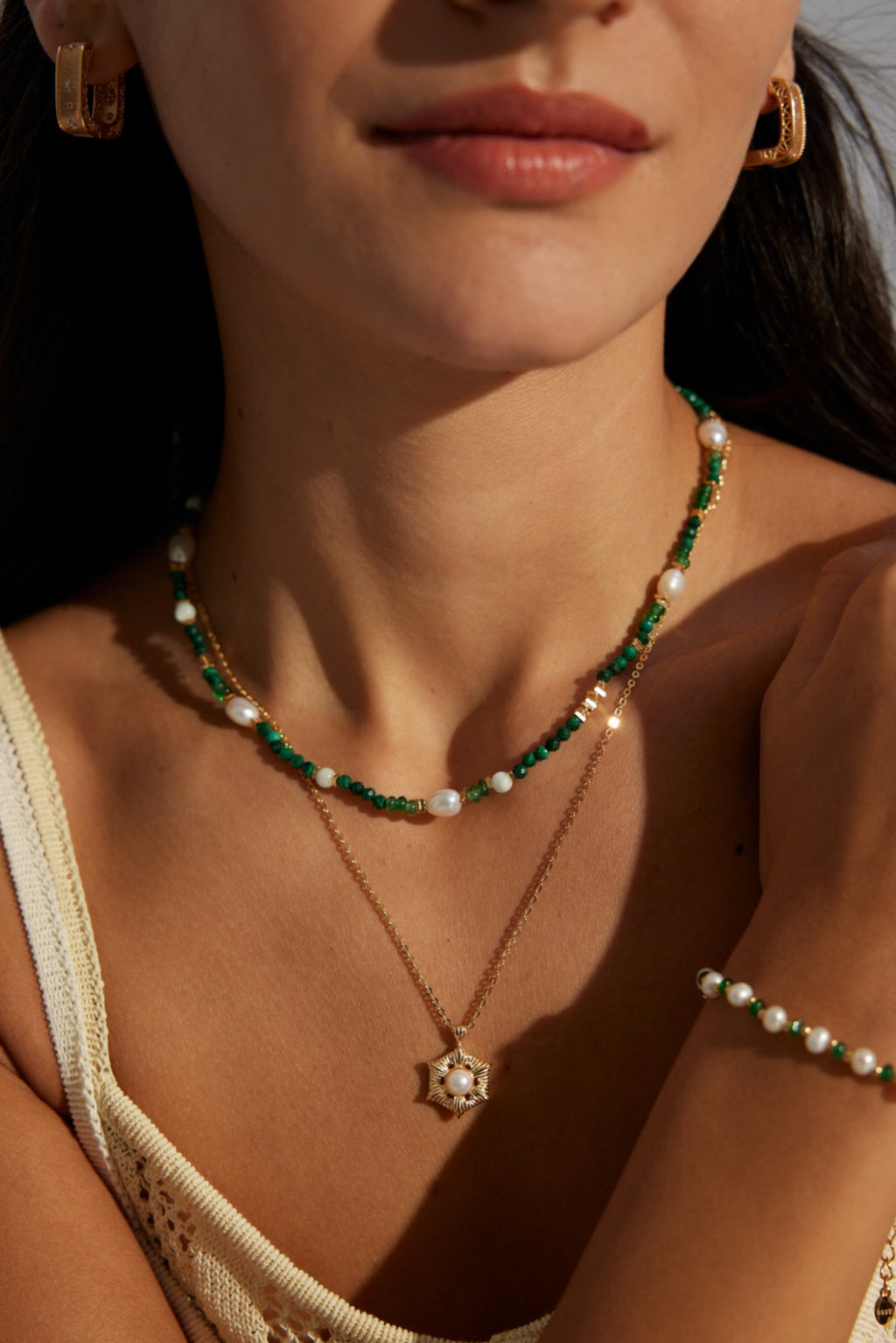 Emerald Pearl Beaded Necklace