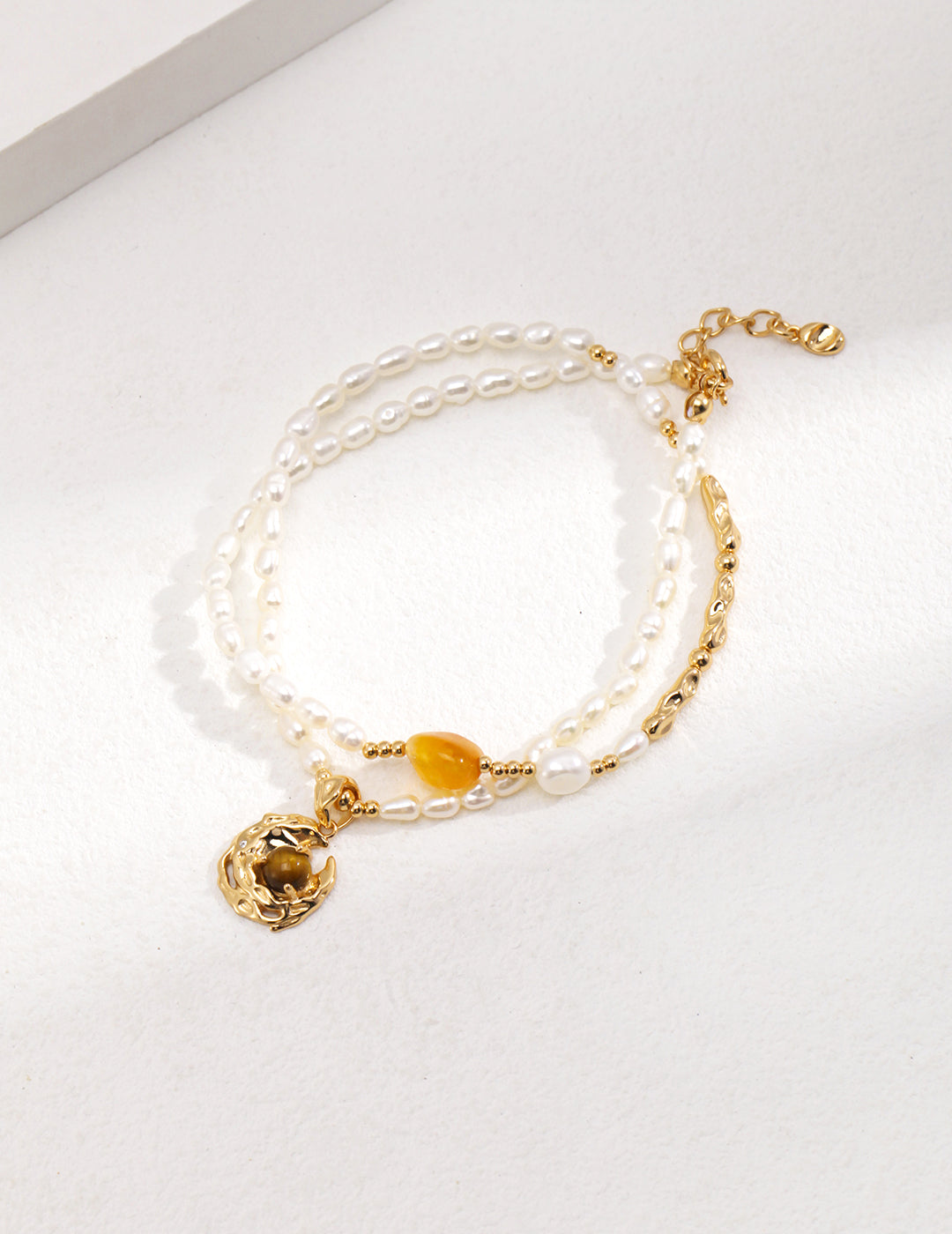 Amber Pearl Layered Necklace