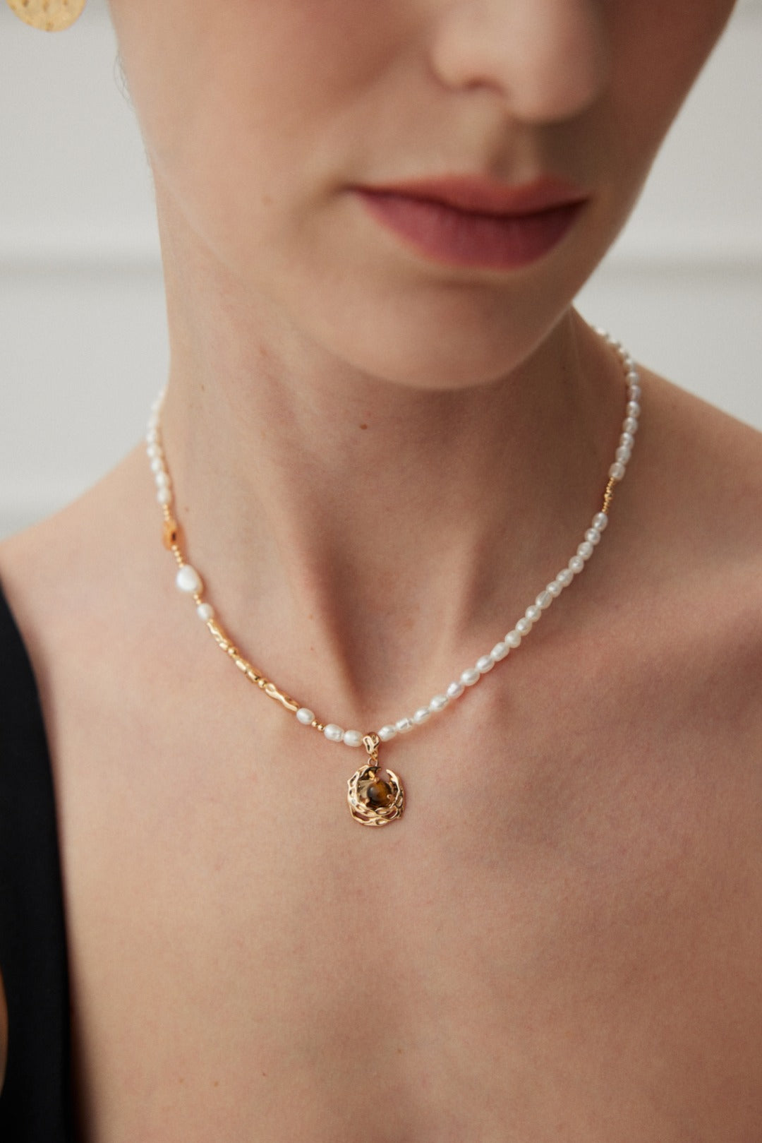 Amber Pearl Layered Necklace