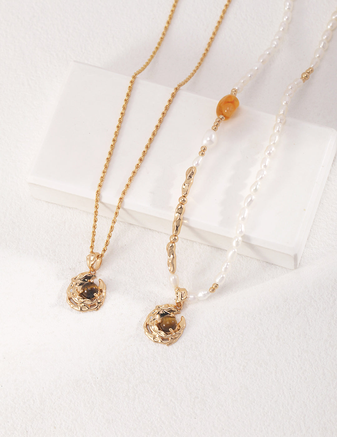 Amber Pearl Layered Necklace