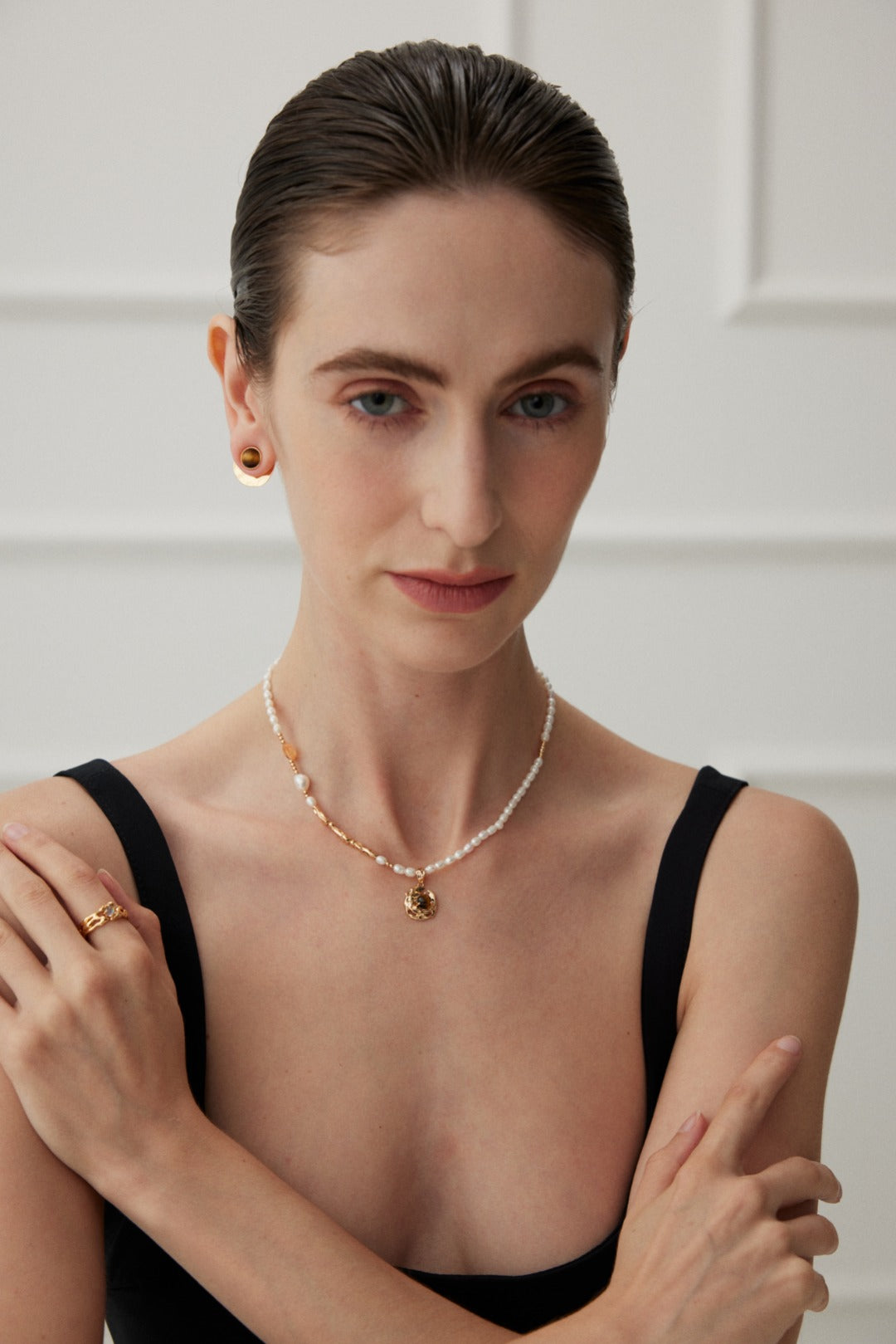Amber Pearl Layered Necklace