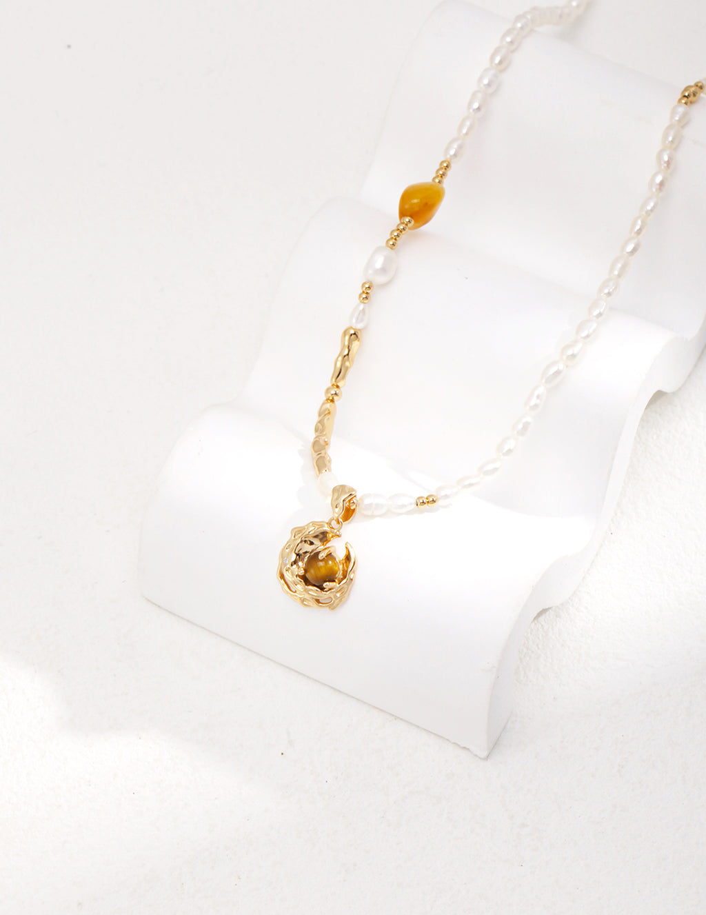 Amber Pearl Layered Necklace
