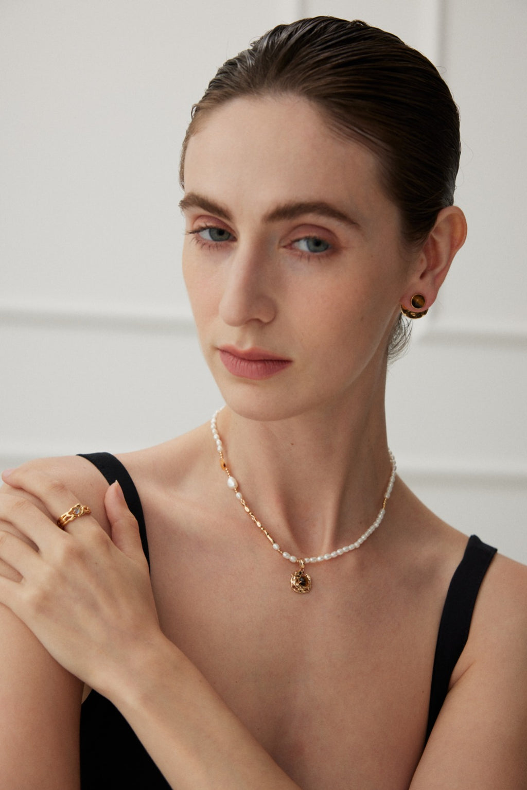 Amber Pearl Layered Necklace