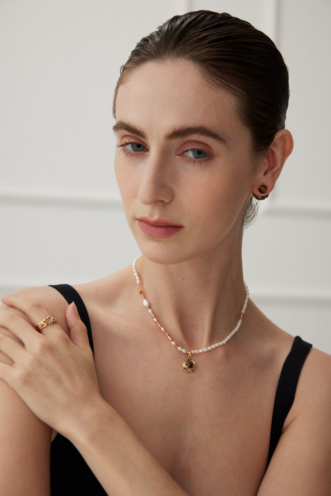 Amber Pearl Layered Necklace