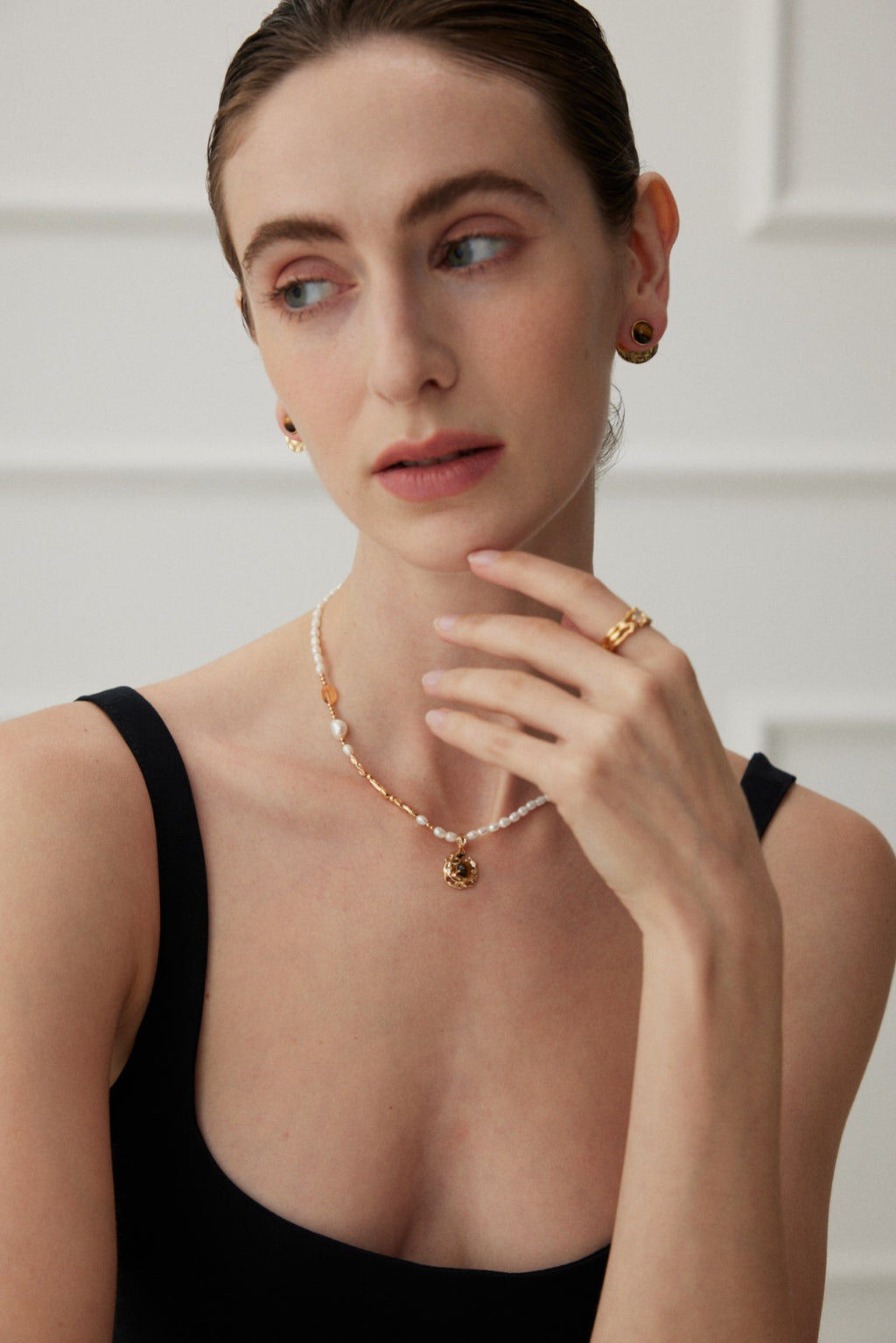 Amber Pearl Layered Necklace