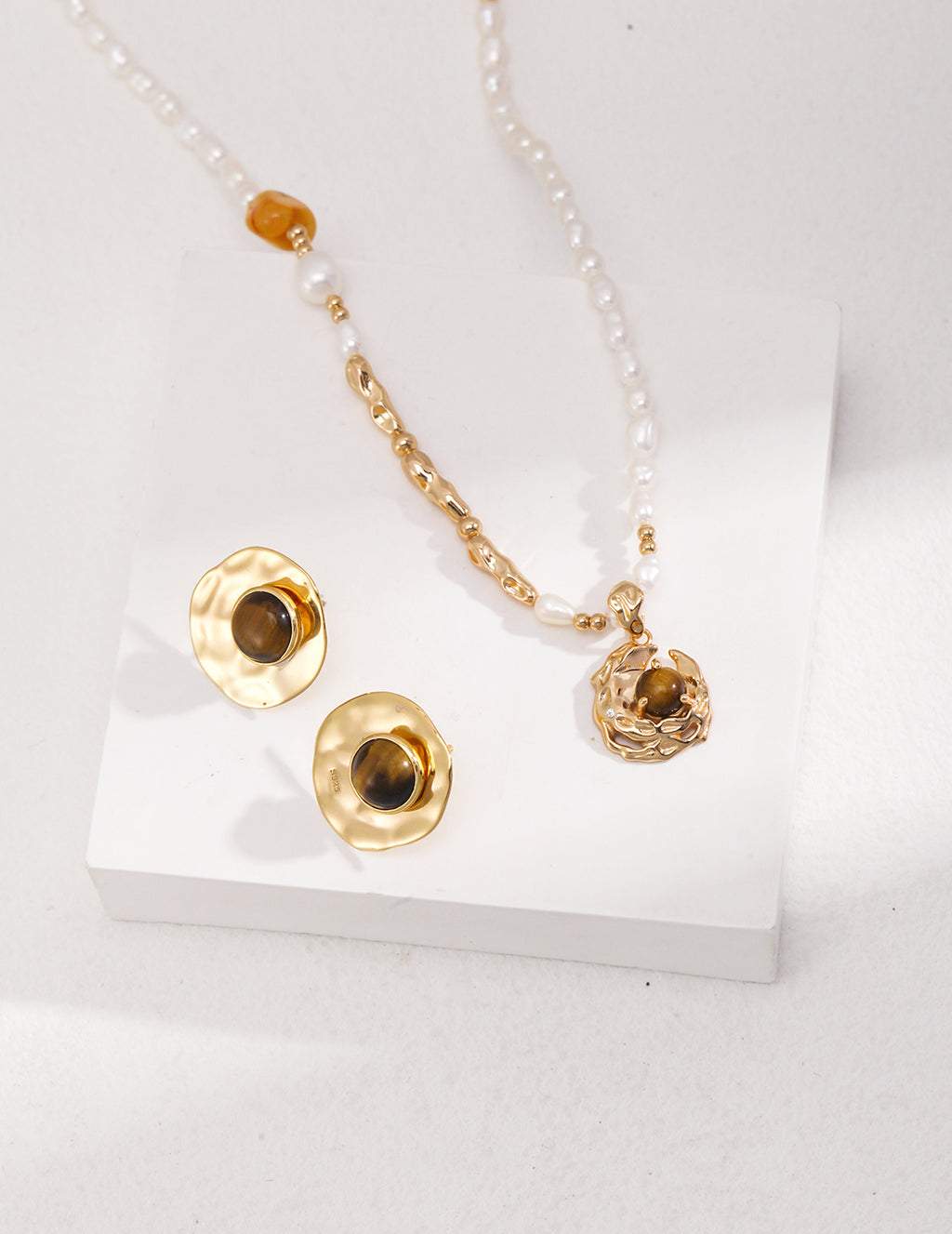 Amber Pearl Layered Necklace