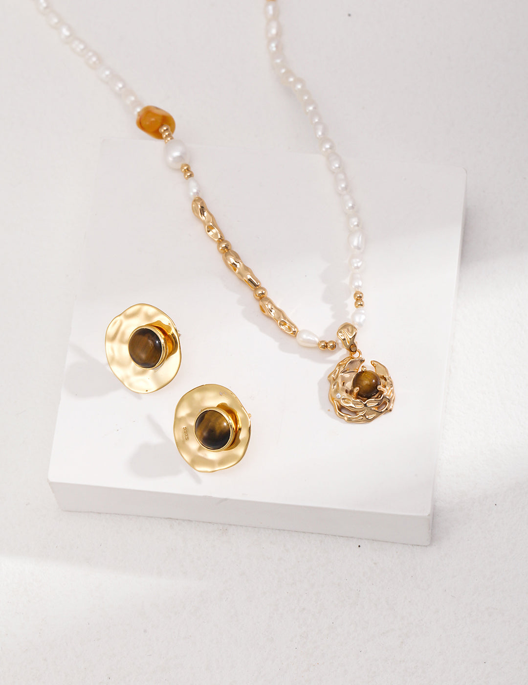 Amber Pearl Layered Necklace