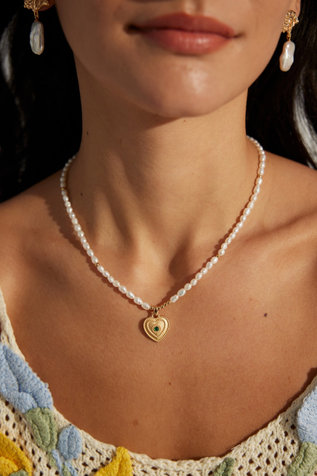 Heart Talisman Pearl Necklace