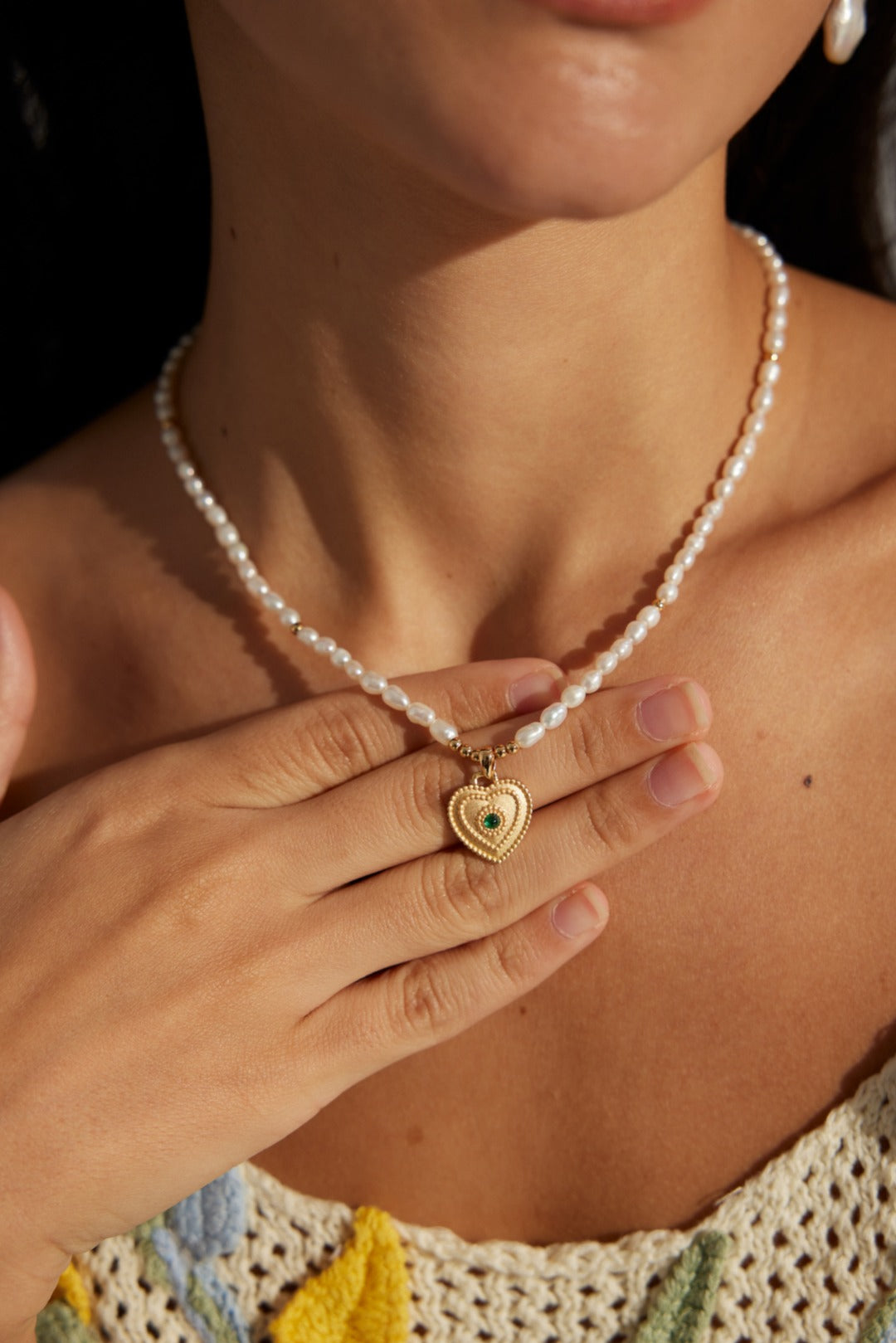 Heart Talisman Pearl Necklace