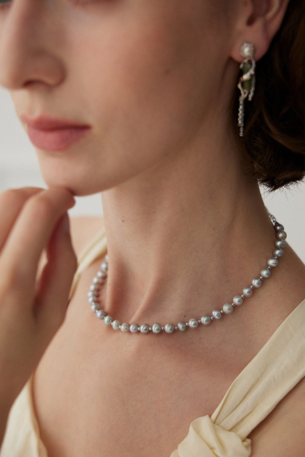 Silver Grey Pearl Necklace