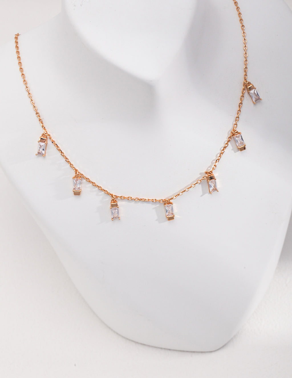 Baguette Crystal Fringe Necklace