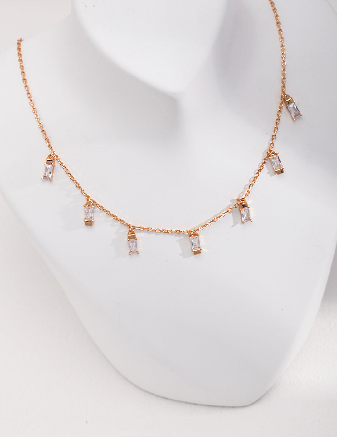 Baguette Crystal Fringe Necklace