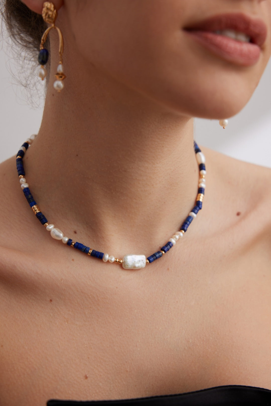 Azure Pearl Beaded Necklace
