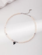 Noir Heart Pearl Necklace