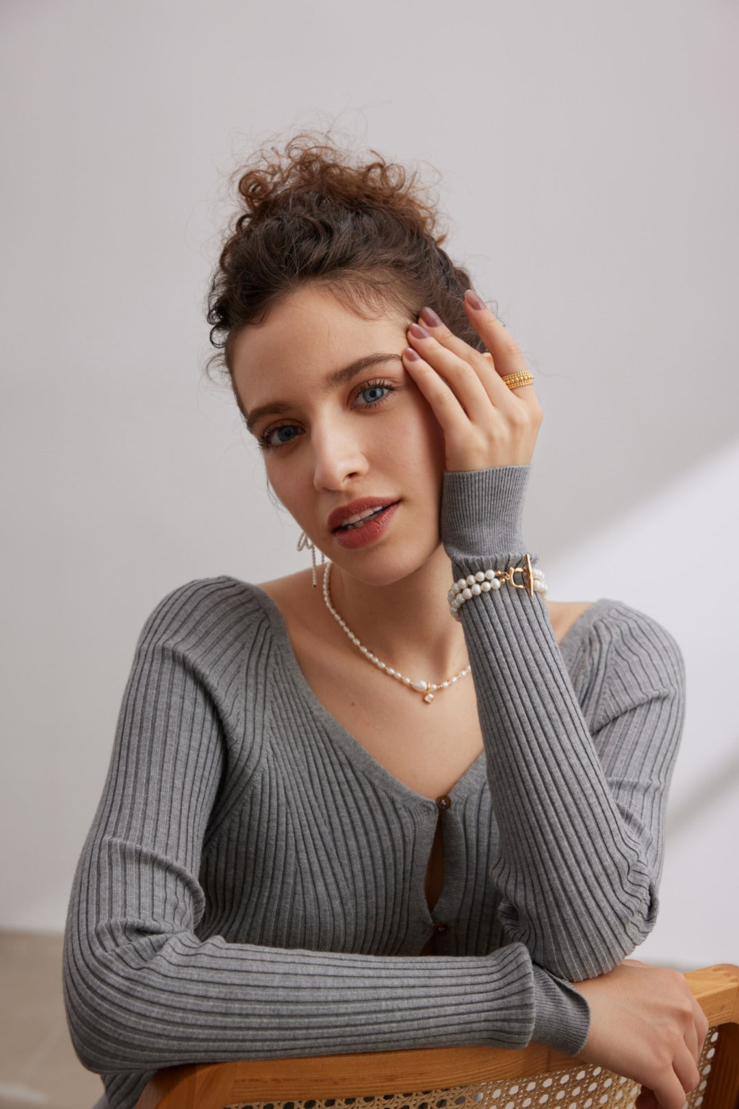 Pearl Crystal Charm Necklace