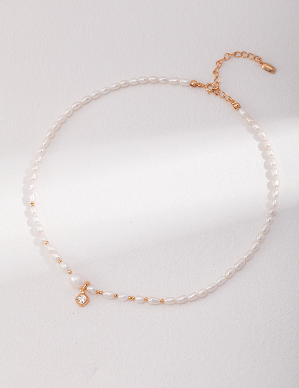 Pearl Crystal Charm Necklace