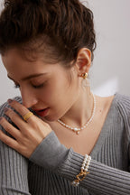 Pearl Crystal Charm Necklace