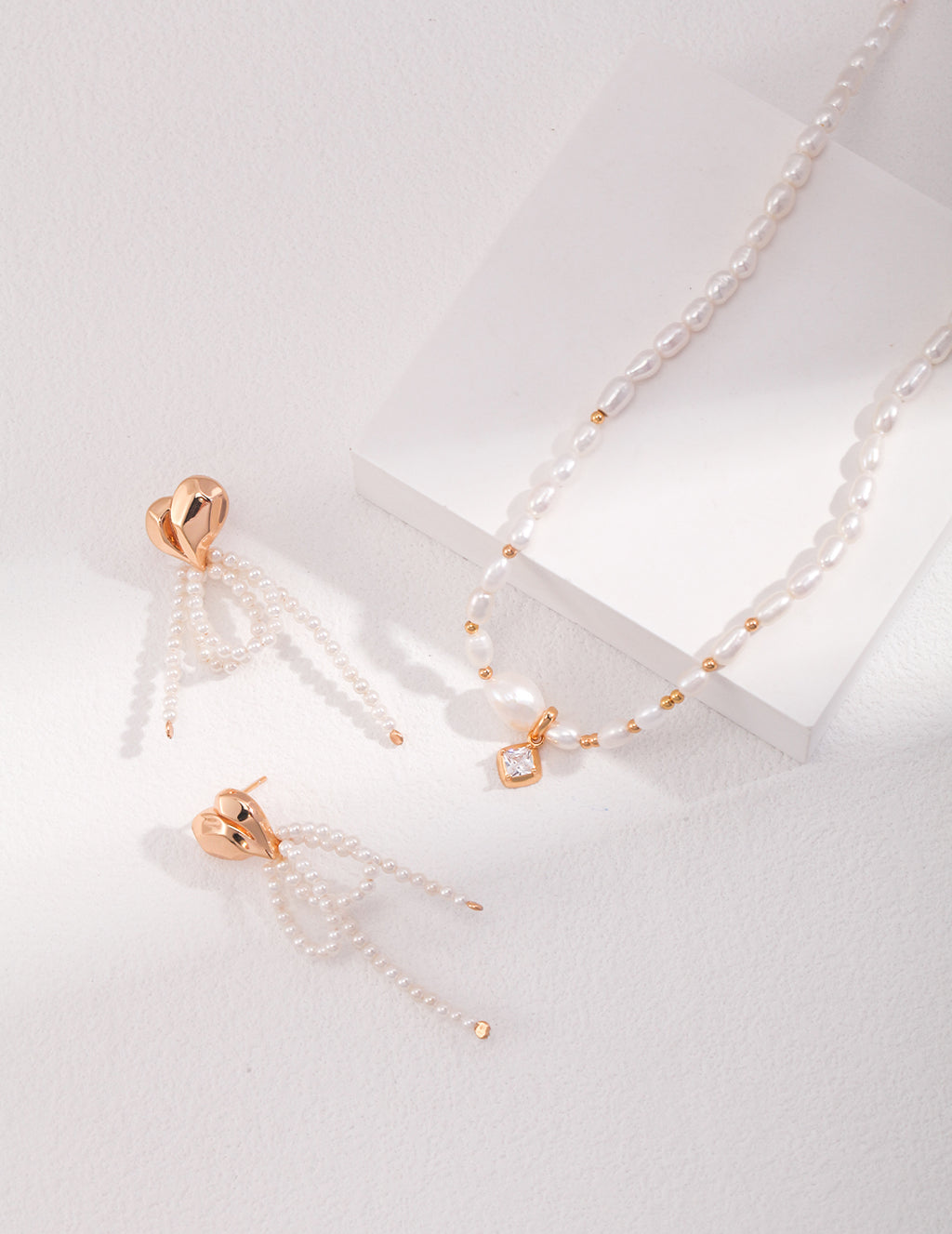 Pearl Crystal Charm Necklace