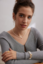 Pearl Crystal Charm Necklace