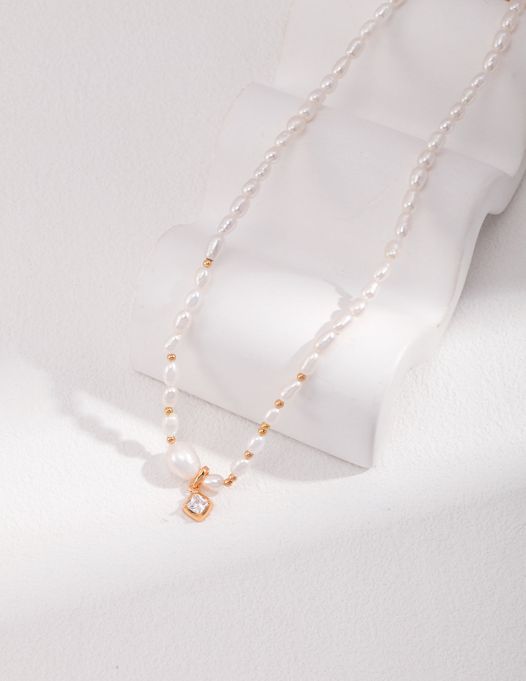 Pearl Crystal Charm Necklace