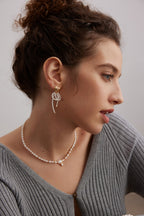 Pearl Crystal Charm Necklace