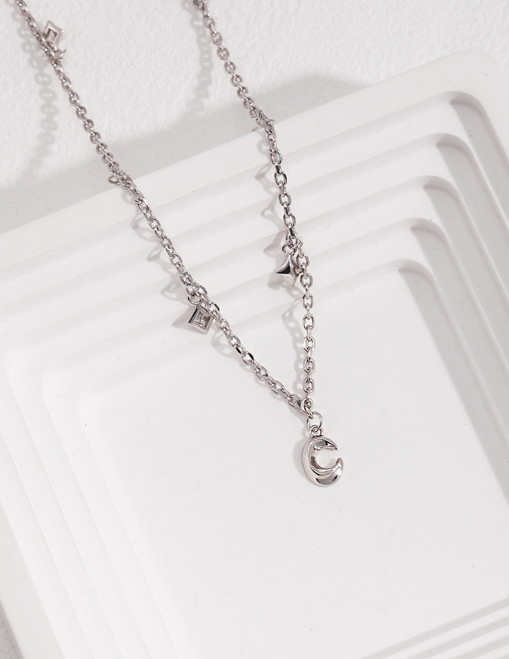 Celeste Moon Charm Necklace SILVER 2