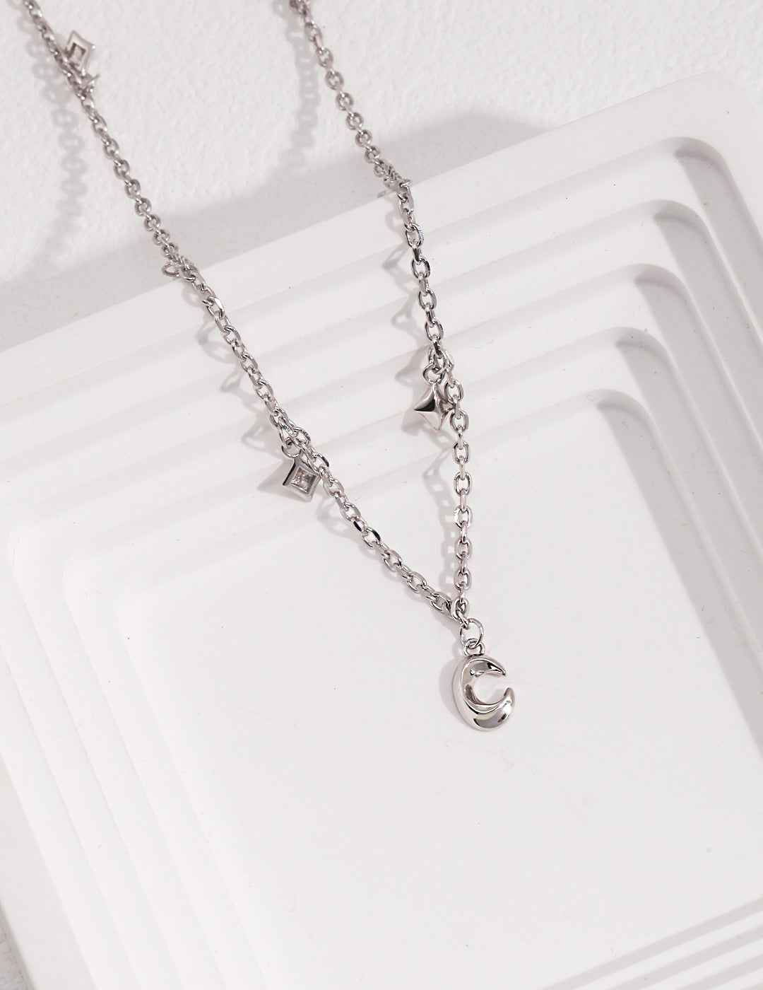 Celeste Moon Charm Necklace SILVER 2