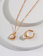 Nacre Square Pearl Necklace AND RING