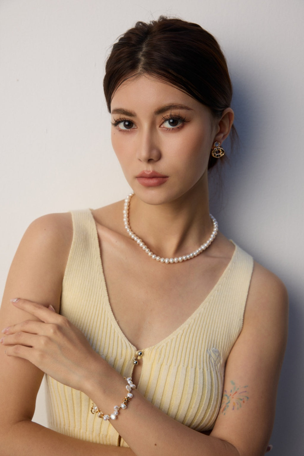 Nacre Double Pearl Necklace SET