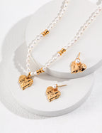 Coeur Pearl Charm Necklace GOLD AND RING