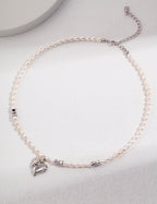 Coeur Pearl Charm Necklace SILVER