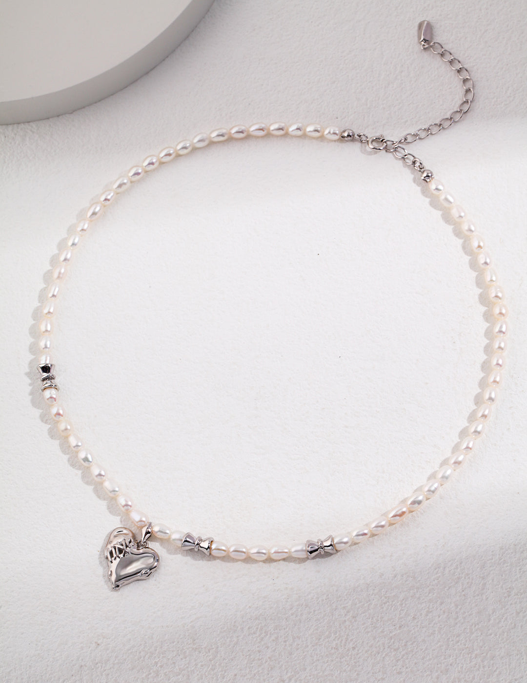 Coeur Pearl Charm Necklace SILVER